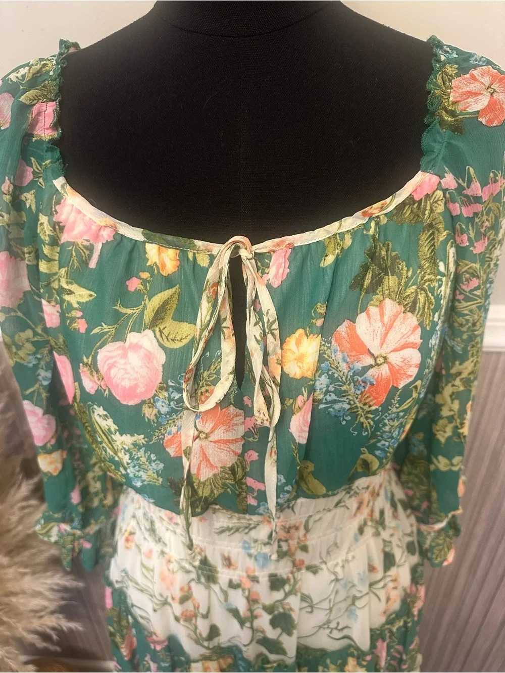 Fig & Flower Floral Cottagecore Peasant Midi Dress Women’s Medium NWOT Boho - Picture 4 of 14